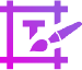 Paintbrush in front of measuring square to symbolize branding colored with the brands purple to pink gradient.