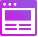 Webpage with a two column layout symbolizing website design colored with the brands purple to pink gradient.