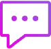 Rectangle chat bubble showing personal communication colored with the brands purple to pink gradient.