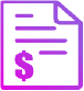 Invoice document with dollar sign symbol representing affordability and tailored options colored with the brands purple to pink gradient.